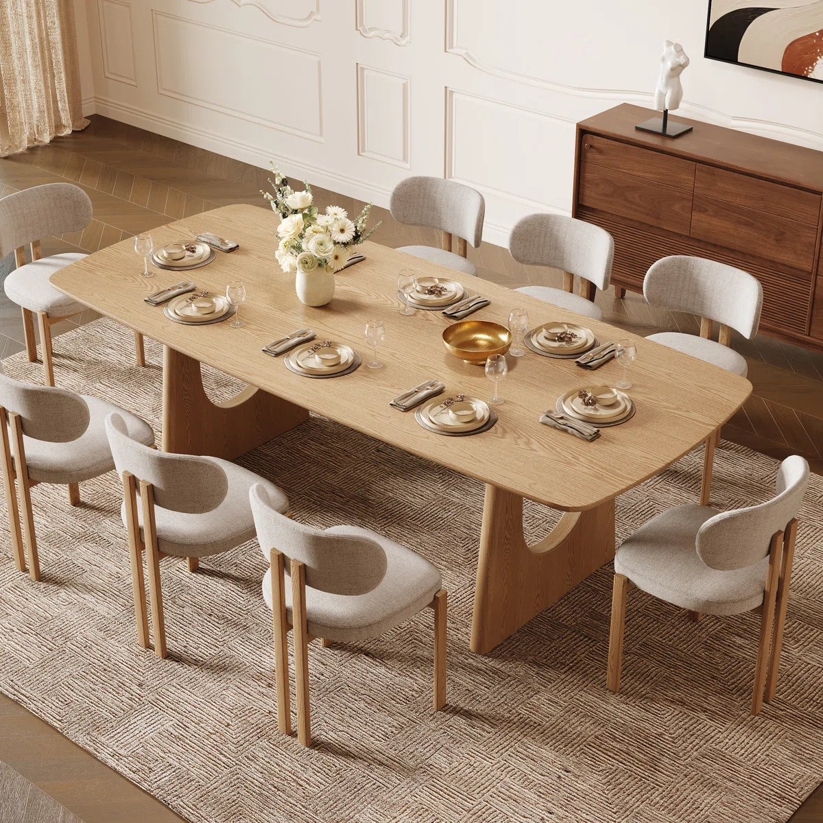 Joceline 78.7'' x 39.4" Solid Oak Dining Table Seat 6-8