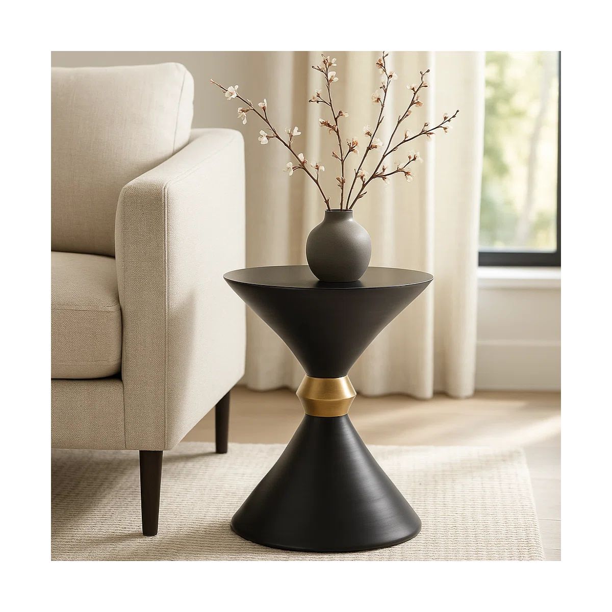 Dareau Handcrafted Modern Black Iron Top End Table