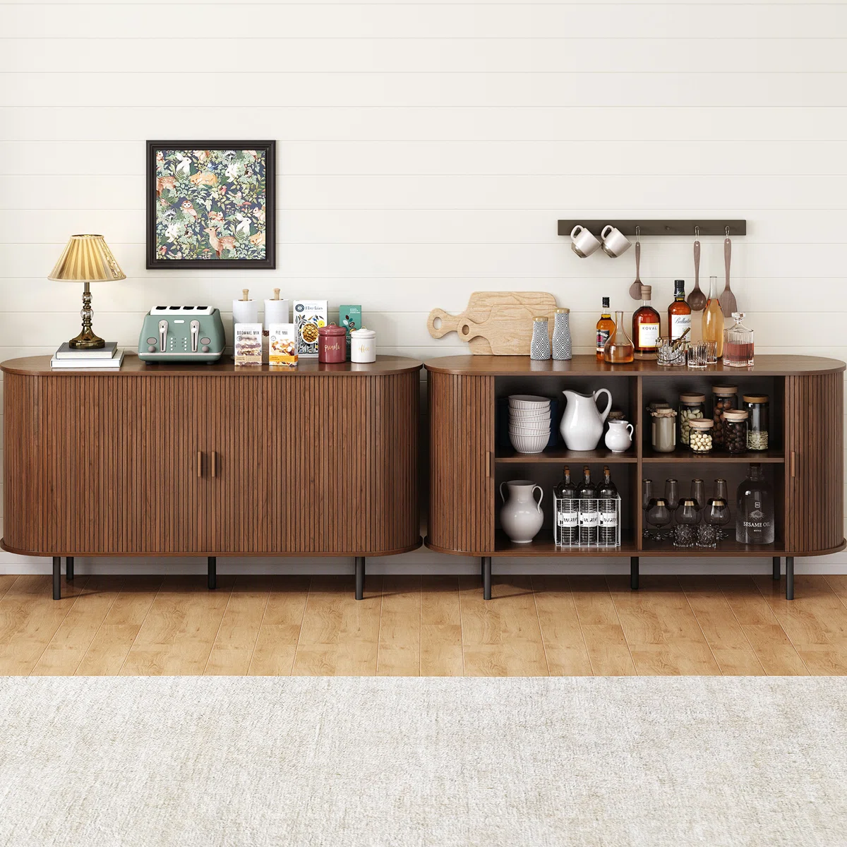 55'' Sideboard Storage Cabinet With Doors And Shelves - Credenza Storage Cabinet For Office, Bedroom Storage Cabinet, Hallway Storage Cabinet, Console Storage Cabinet