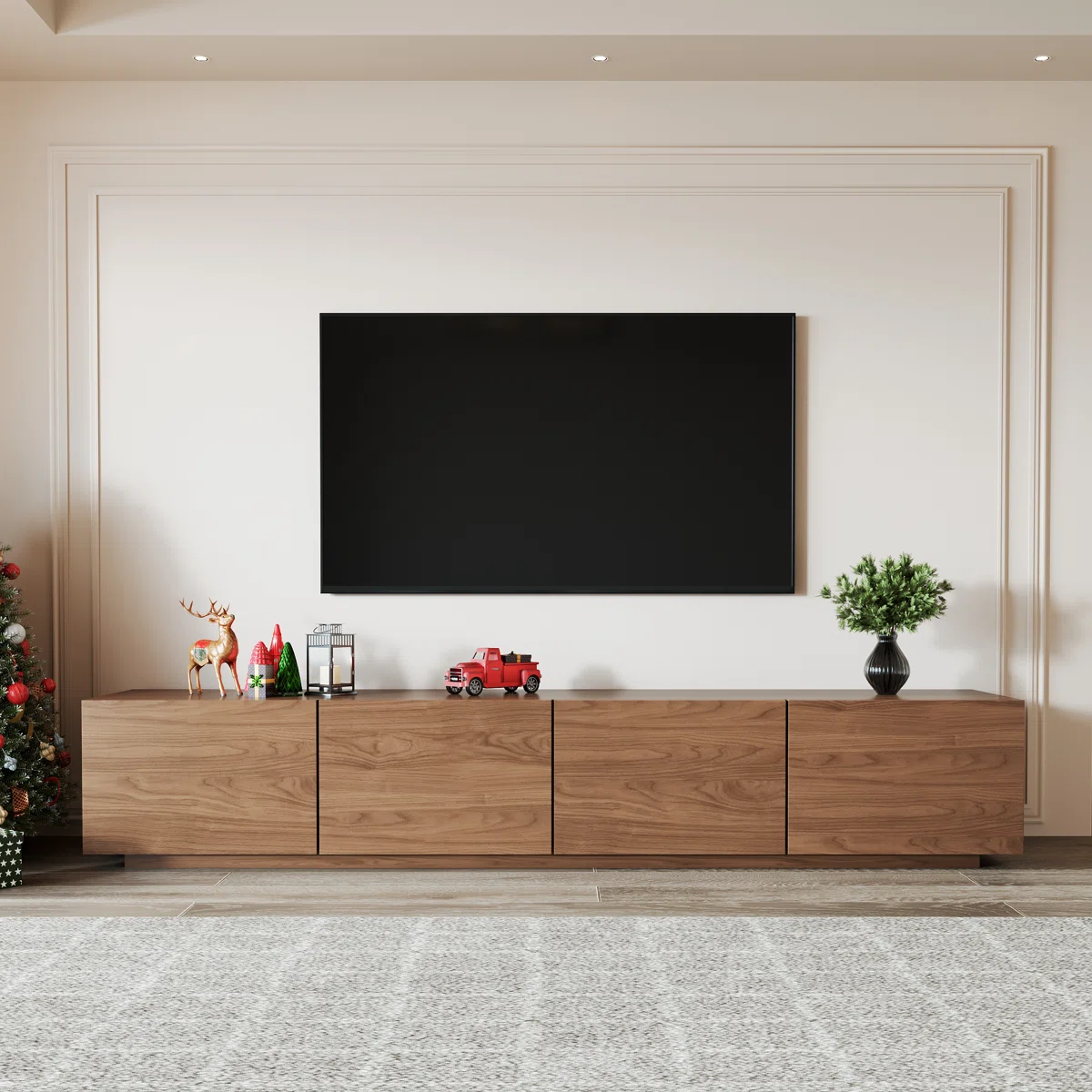 Modern 94.5 Inch TV Stand With 4 Storage Cabinets