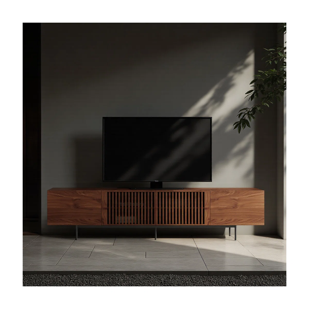 Banvra Mid-Century Modern TV Stand with 4 Storage Cabinets for Living Room